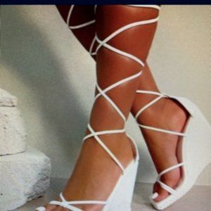 White lace up wedges- Simmi London- size 10